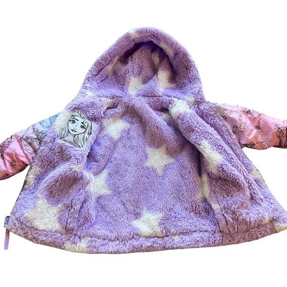 Disney Frozen Girls Snow Jacket 2 in 1 Reversible Winter Fleece Kids 3T - Picture 7 of 8
